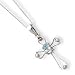 Sterling Silver Blue Topaz Cross Necklace - 18 Inch