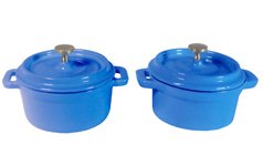 FancyCook 4 Piece Enamel Cast-Iron Blue Round Mini Casserole