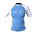 Body Glove Womans Basic Deluxe Short Sleeve Rash Guard, River Blue & Wite, XS