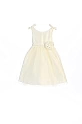 Girls Tea Length Polyester/Satin/Tulle  Flower-Girl Dress  With a Bow(s) and a Ribbon  and a Sash 
