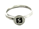 Handcrafted Far Fetched S Initial 925 Sterling Silver Adjustable Ring - Comes in Gift Packaging