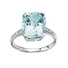 9ct White Gold Ring Set With A Large Sky Blue Topaz And Diamonds.