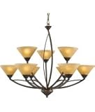 IMAGE OF ELK Lighting 7648-6+3 Elysburg 9 Light Two Tier Chandelier in Aged Bronze with Tea Stained glass