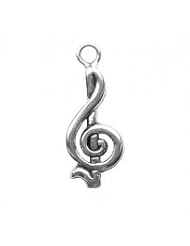 Sterling Silver 18" .8mm Wide Box Chain Necklace With Treble Clef Musical Instrument Pendant