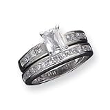Sterling Silver 2-Piece CZ (Cubic Zirconia) Wedding Set Ring