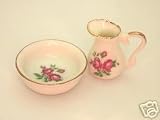 Dollhouse Miniature Pitcher & Porcelain Washbasin Roses design.