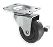 Industrial Grade 1UHJ1 Swivel Caster w/Brake, 2 In, 75 Lb, Rubber