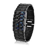 Montre &agrave; LED bleues Samurai Noir