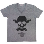 POP Tシャツ クロスギターネックにティアドロップのスカル VネックＴシャツ the hurtling rock train