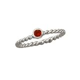 Stackable July Birthstone Ring Rhodium on Sterling Silver Rope Band
