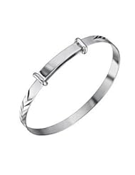 Jo For Girls Sterling Silver Babies Feather Pattern Expanding Bangle