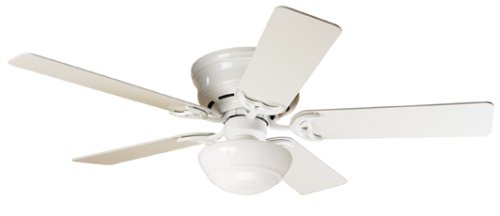 Hunter Low Profile lll Plus One-Light 52-Inch Five-Blade Ceiling Fan, White with White Globe #20808