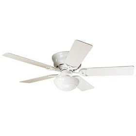 Hunter Low Profile lll Plus One-Light 52-Inch Five-Blade Ceiling Fan, White with White... by Hunter Fan Company