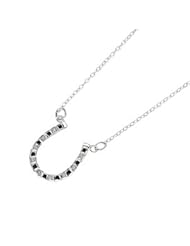 Sterling Silver 0.01 ct. Black and White Diamond Horse Shoe Necklace