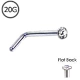 316L Surgical Steel Micro L Bend Nose Stud Ring 1.5mm Bezel Set Gem 20G FREE Nose Ring Backing