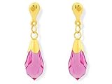 9ct Gold and Pink Crystal Hook Wire Earrings