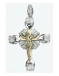 65mm X 40mm 14k Cubic Zirconia Crucifix Cross
