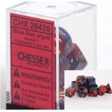 Chessex Dice: Polyhedral 7-Die Gemini Dice Set - Blue & Red w/gold