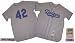 Jackie Robinson 1955 Brooklyn Dodgers #42 Authentic Road Throwback Mitchell and Ness MLB Baseball Jersey (Gray)