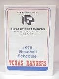 1978 Texas Rangers First National Bank of Fort Worth Triple Fold Schedule Mint