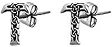 Celtic Letter "T" Pewter Stud Earrings