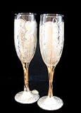 Angel Wings Design - Hand Painted - Matching Set of Toasting Flutes - 6 oz.