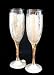 Angel Wings Design - Hand Painted - Matching Set of Toasting Flutes - 6 oz.