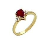 14k Yellow Gold Prong Set Pear Ruby & Diamond Ring