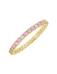 Pink Sapphire and Diamond Eternity Bangle : 14K Yellow Gold - 10.00 CT TGW