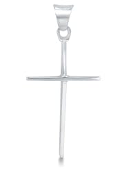 14k White OR Yellow Gold Thin Skinny Cross Pendant Charm (Height = 1" , Width = 5/8")