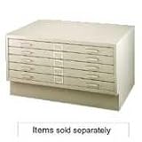 Five-Drawer Steel Flat File, 40-3/8w x29-3/8d x 16-1/2h, Gray