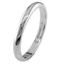9ct White Gold, 2mm Wide, 'D' Shape Wedding Ring