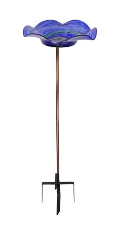 Childrens Toyshop  Outdoor Living : Echo Valley Illuminarie Blue Swirl Birdbath on KD Stake