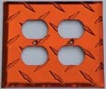 Diamond Plate Double Outlet Cover - Orange
