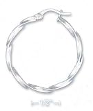 Sterling Silver 1 3/8 In. Twisted Stock Tubular Hoop Earrings French Lock