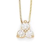 14K Yellow Gold 3-stone Rbc Diamond Necklace D.50tw with 18 Box Chain