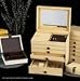 Genuine Light Tan Leather 5 Level Jewelry Chest Box Case