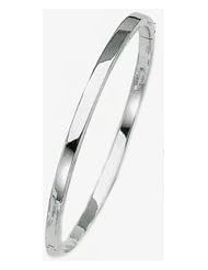 4mm 14k High Polished White Gold Bangle Bracelet