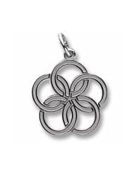 Rembrandt Charms, Five Golden Rings Charm in Solid Sterling Silver or Gold, Engravable