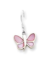 Sterling Silver Pink Shell Butterfly Earrings QE2686"