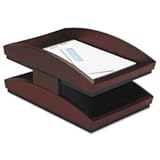 IMAGE OF Rolodex 19260 Executive Woodline II Front Loading Double Desk Tray, Mahogany Finish, Letter