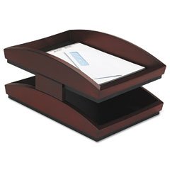 Rolodex 19260 Executive Woodline II Front Loading Double Desk Tray, Mahogany Finish, Letter
