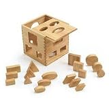 Wood Cube Shape Sorter - 20 Pieces