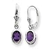 Sterling Silver 6x4mm Oval Amethyst Leverback Earrings