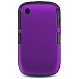 Rubberized Plastic Case with Black Skin Case Combo for BlackBerry Curve 8520 (Purple)