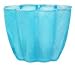 Colorful Art Glass Aqua Blue Flower Shaped Candle Votive 4 3/4"D, 3 1/2"H Set of Two