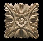 Small Maple Wood Hand Carved Square Acanthus Rosette #9002