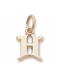 Rembrandt Charms, Letter H Charm in Solid Sterling Silver or Gold