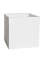 Purline Maceta Cubo de 40 cm Blanco Luz Autorriego y Ruedas