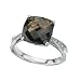 Large Smokey Quartz Centre Stone With Diamonds Either Side Set In A 9ct White Gold Ring.